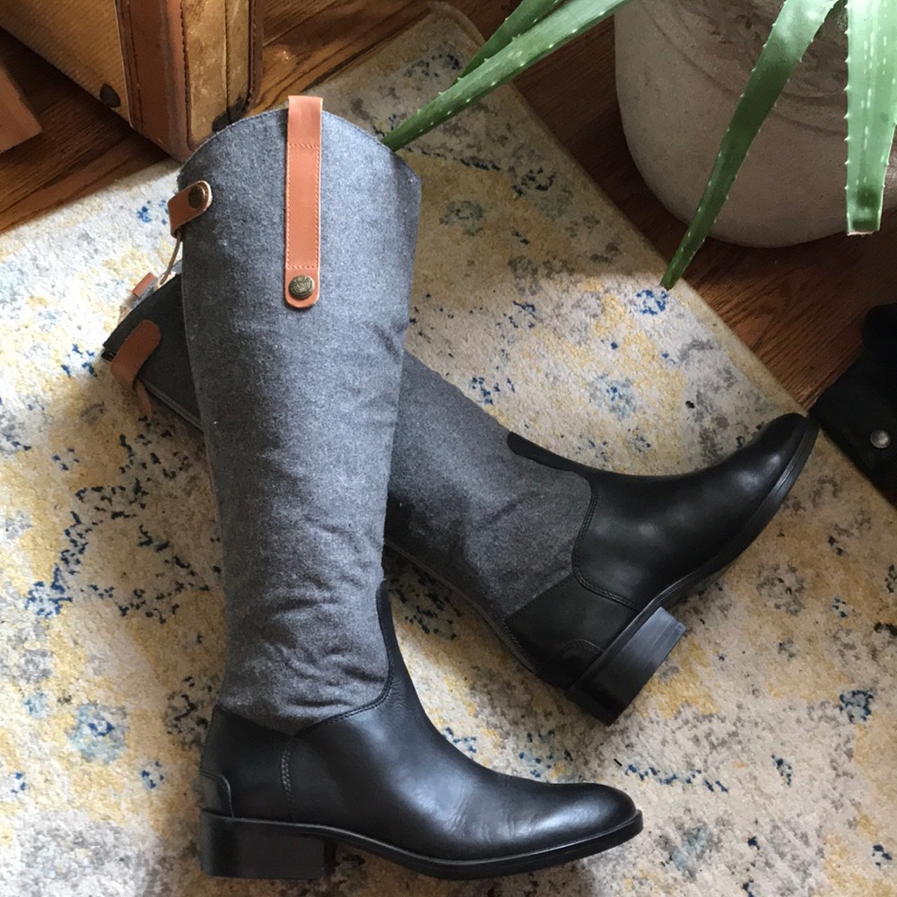 Flannel and leather riding boots